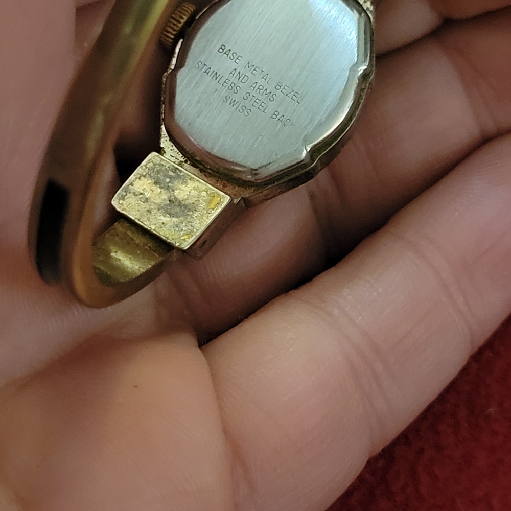 Women's Gold and Black Floral Watch - Picture 4 of 7